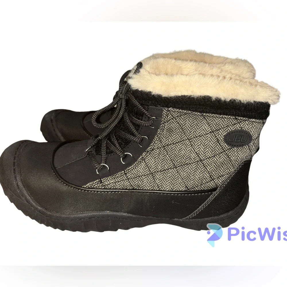 Jambu Jane Boot Quilted Herringbone Bootie Faux Fur Lined Women's Size 10